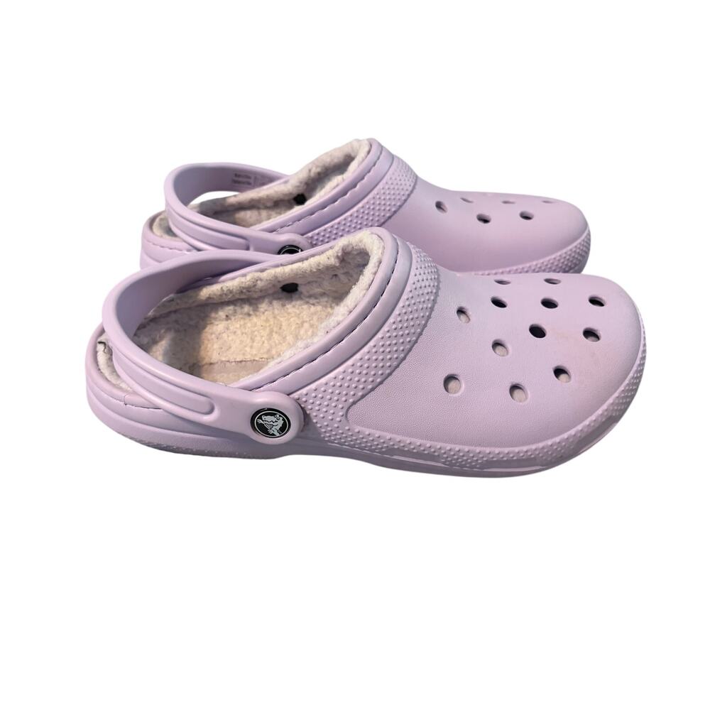 Crocs Classic Lined Clogs Lavender Purple Fuzzy Women's 9 Cozy Casual Athleisure - Picture 2 of 6